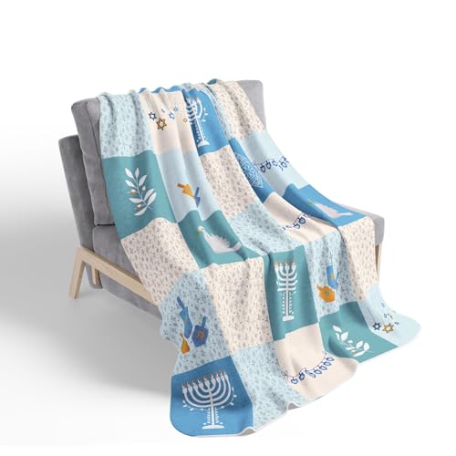 Hanukkah Blanket Jewish Holiday Sherpa Throw Blanket Baby Toddler Gift for Family All Ages Decor Housewarming Gift