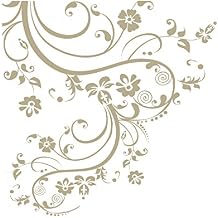Beige Swirl Flower Floral Wall Decal Design. 100" X 29" #262A