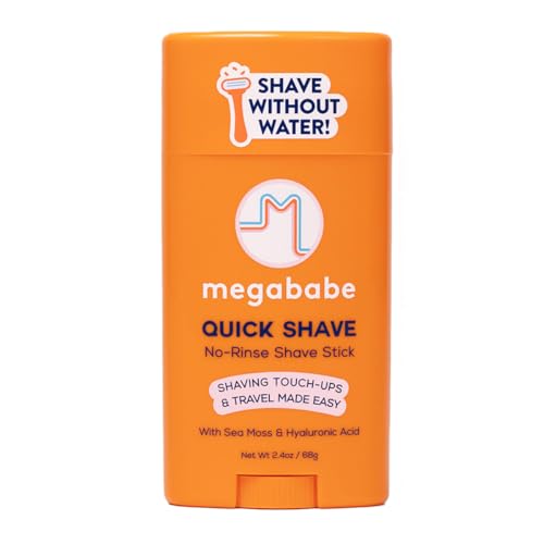Megababe Quick Shave No-Rinse Shave Stick | Shaving Touch-Ups & Travel Made-Easy | with Sea Moss & Hyaluronic Acid | 2.4 oz