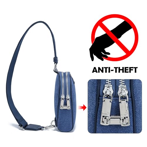 Image of Canvas Small Anti Theft Crossbody Bag with Zip Lock, Lightweight RFID Sling Bags Fanny Pack for Travel
