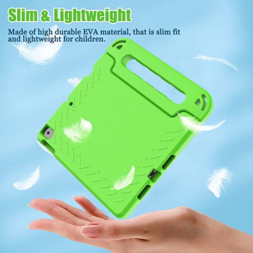 Avawo Kids Case For Ipad 10.2" 9Th & 8Th & 7Th Generation, Ipad 10.2 2021/2020/2019 Case With Built-In Screen Protector, Light Weight Shock Proof Handle Stand Friendly Cover For Ipad 10.2" - Green #TOP7
