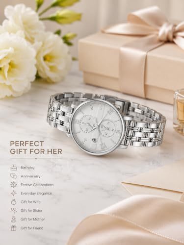 Image of MOOVER Women's Analog Quartz Watch with Stainless Steel Strap