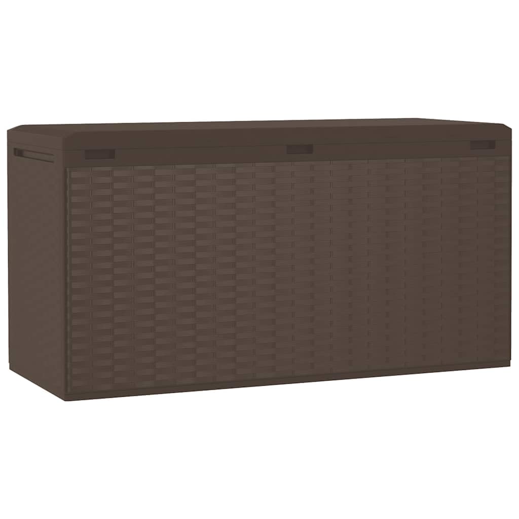 Générique Contenitore da giardino in polipropilene marrone 114 x 47 x 60 cm, contenitore per cuscini, cuscini, coperte e strumenti, design senza tempo per terrazza ed esterno