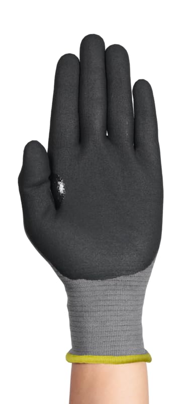 Ansell HyFlex 11-574 Gants Anti-Coupures, Enduction Nitrile Résistante à l'Abrasion, Gants de Travail Professionnels Haute Protection, Homme Femme, Gris, Taille 2XL (12 Paires)