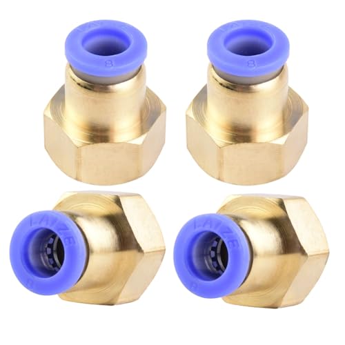 Lot de 4 raccords pneumatiques de 8 mm de diamètre extérieur x 3/8 Filetage femelle PT droit Raccord pneumatique Qualité industrielle Raccords de raccordement pneumatiques en ligne