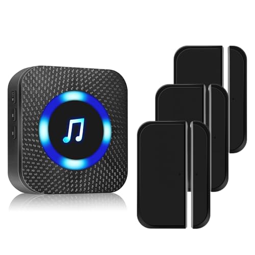 電池式ワイヤレスチャイム ドア開閉センサー 防犯センサー 玄関呼び鈴 無線 ドアベル (1受信機 3センサー)