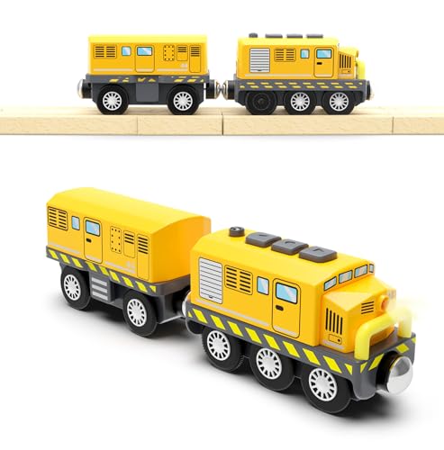 Battery Trains for Wooden Tracks Motorized Locomotive Train for Kids Electric Train Accessories Toy Train Set with Magnetic Trains Compatible with Thomas Brio Chuggington Melissa & Doug