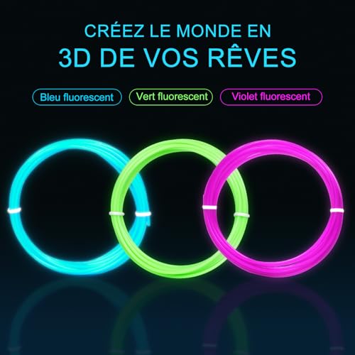 Kretrum 40 couleurs 3D Stylo Filament PLA 1,75 mm, Recharge pour stylo d'impression 3D, Recharge de fil compatible avec MYNT3D et SCRIB3D, Non compatible avec 3Doodler et Filapen, Chaque couleur 3M – vue 7