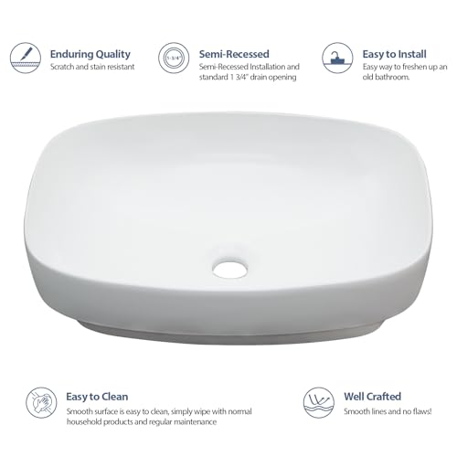 image for Lordear Vessel Sink Bathroom Semi Recessed Sinks 20 x 15 Inch Oval Whi