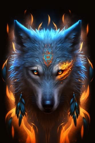 Vintage Tin Poster Fire Wolf Country Cottage Metal Tin Sign 12x16 Inch Retro Art Home Bar Restaurant Garage Cafe Wall Decor Metal Plaque