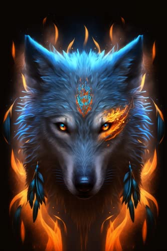 Vintage Tin Poster Fire Wolf Country Cottage Metal Tin Sign 12X16 Inch Retro Art Home Bar Restaurant Garage Cafe Wall Decor Metal Plaque #TOP6