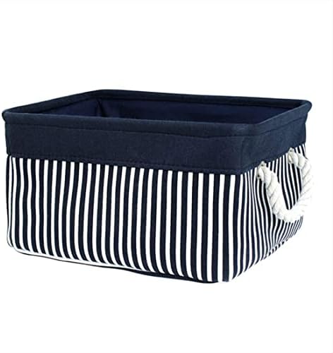 XYWHPGV Toy Storage Basket with Rope Handles, Fabric Laundry Basket for Bedroom Shelves, Gift Organizer, Navy (Medium - 15.7"x11.8"x8.3")(dca76 9 image 5