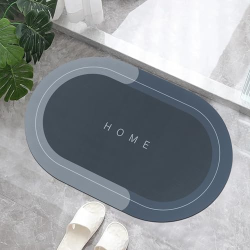 Image of Rubber Bath Mat 4 MM,Anti-Skid Water Soaking Bathroom Rug Door,Floor mat, Soft Quick Dry Water Absorbent Mat for Home Office 40x60cm- Blue