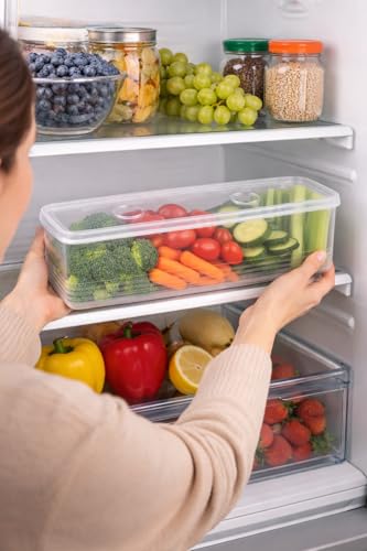 Image of HomeWiz Fridge Storage Containers 1700ml x6 | Air Tight Storage Container Set | Fridge Organiser Storage Boxes |Food Grade BPA-Free Plastic Containers |Stackable, Transparent, for Fruits & Vegetables