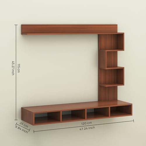 Image of Anikaa Laura Engineered Wood Wall Mount TV Unit /TV Stand /TV Cabinet /TV Entertainment Unit /Set Top Box Stand (Ideal for 43 Inch) (D.I.Y) (Walnut)