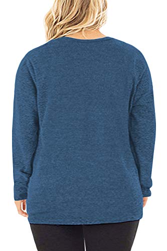 Image of DOLNINE Womens Plus Size Knotted Tops Long Sleeve Tee Shirts Loose Casual Blouse