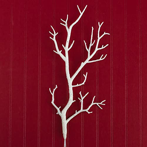 Pack of 12 Artificial Snowy Sparkling Branch Stems - ICY Winter Branches Perfect for Christmas Tree, Floral Arrangements, and DIY Holiday Décor (17