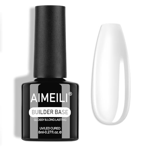 AIMEILI Gel Uñas Constructor Base Coat y Builder Gel Transparente Nail Extensión Esmaltes Semipermanentes de Uñas Building Base UV/LED 8ML