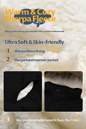 Image of CREATMO US Boy's Sherpa Long Parka Winter Coat Thicken Water Repellent Puffer Jacket With Removable Faux Fur Hood