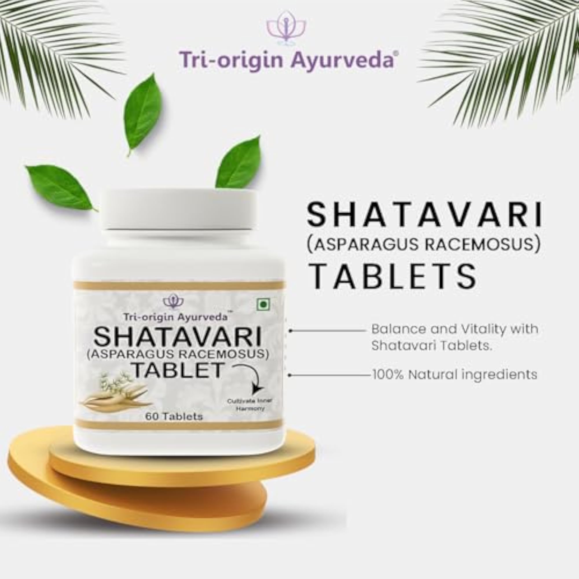 Tri-Origin Ayurveda Satavari Tablets, 60 Veg Tablets