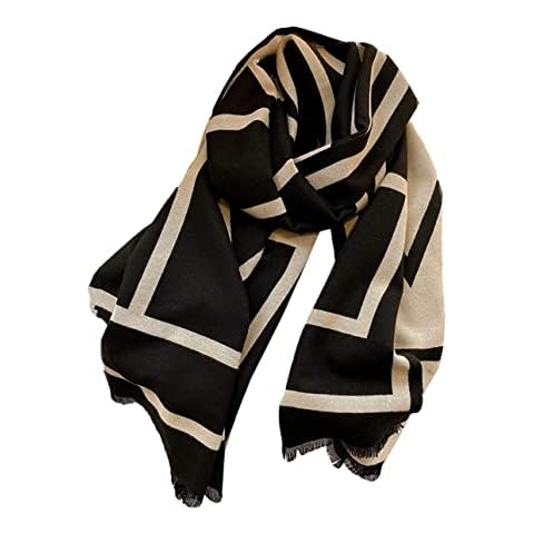JERLA Cashmere Feel Scarf winter warm large soft Shawl wrap Scarf for women (Black geometry) Cover