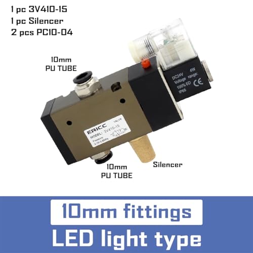Électrovanne de commande pneumatique 3V410-15 avec connecteurs rapides 10mm - 3