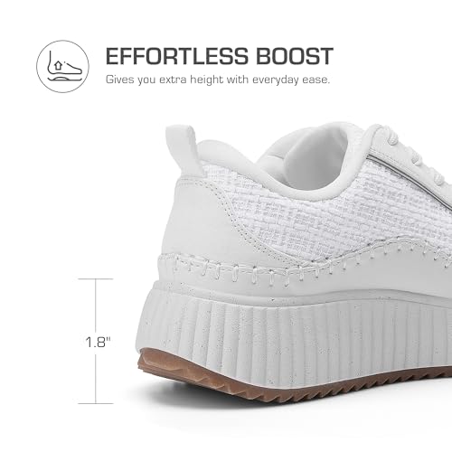 DREAM PAIRS Women Chunky City Tweed Comfortable Casual Platform Fashion Sneaker,Size 6,White,SDFN2379W