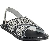 The Western Shops Men’s Leather Sandals Mens Mexican Huarache Sandal Bordado Huarache (Black, 12)