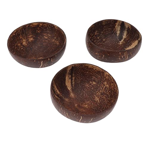 Tomotato 3 Piezas Cuencos de Coco, Cáscara de Coco Pulidos, 4,7 Pulgadas, Reutilizables, para Arroz, Postre, Ensalada