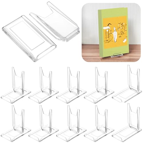 LRANFOW 10 Packs Acrylic Book Stand for Display, Adjustable Clear Display Holder Easel, Sturdy...