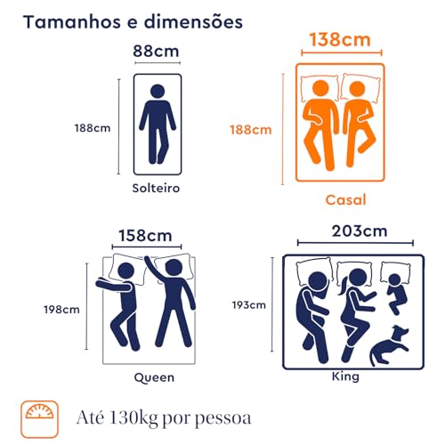 Colchão Casal Emma Duo Comfort - 10 anos de garantia, conforto ortopédico dupla face - 138x188cm