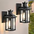 2 Pack Motion Sensor Outdoor Wall Lights, Dusk to Dawn Porch Lights with 3 Adjustable Lighting Modes, Waterproof Exterior Light Fixture Wall Mount, Black Outside Lights for House, Garage, ETL Listed