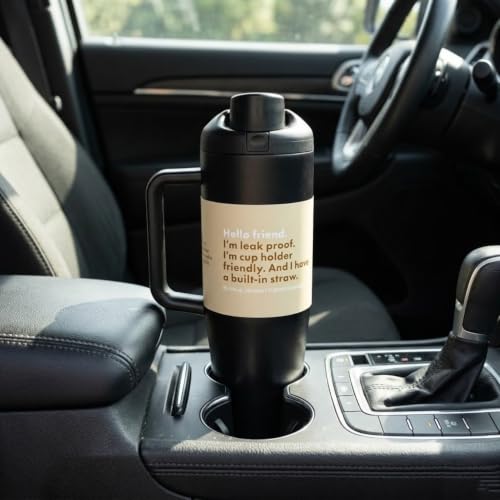 Image of HomeCloud 1200ML Stainless Steel Water Bottle - Double-Wall Vacuum Insulated, Leakproof Straw Lid, BPA-Free Reusable Travel Flask with Two-Way Spout for Gym, Office & Outdoor Use (H Black)