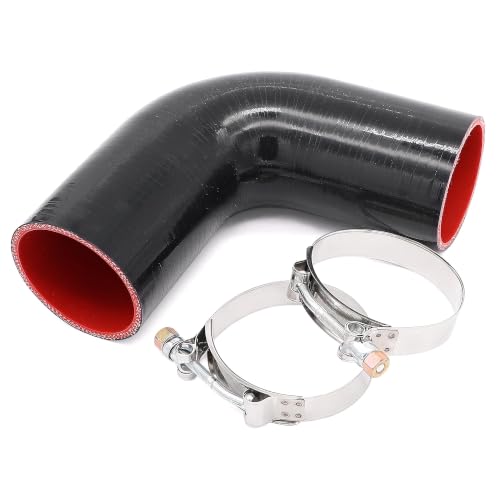 Image of 90 Degree Elbow Coupler Silicone Hose 4-Ply 2.75-inch(70mm) for Turbo /Intercooler /Intake Piping,Length 120mm Thickness 5mm with T-Bolt Clamp
