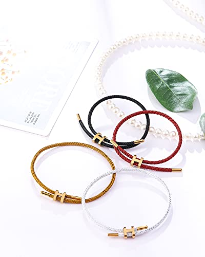AIMADE Bracelets for Women Adjustable Charm Bracelet, 18k Gold-plated Buckle Design Titanium Steel Wire Rope Women's Gift Jewelry4