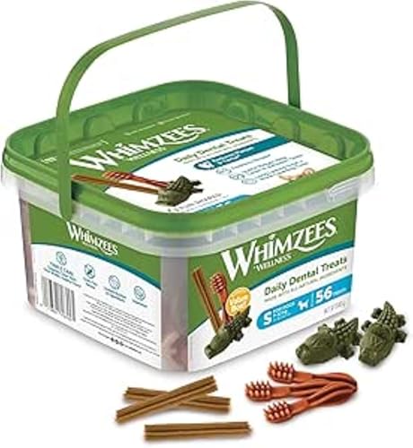WHIMZEES Caja Surtida S, 56 Piezas – Talla S, Golosinas para Perros Pequeños, Naturales y Sin Cereales, Vegetarianas, Sin Azúcares Añadidos