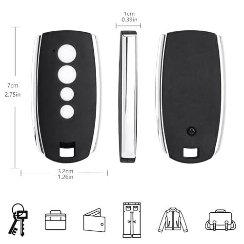 YuliSpy 2 Stück Garagentor Fernbedienung Hansender Kompatibel mit Stylo 4/4K Myo C4 Clipper 433MHz, Schwarz