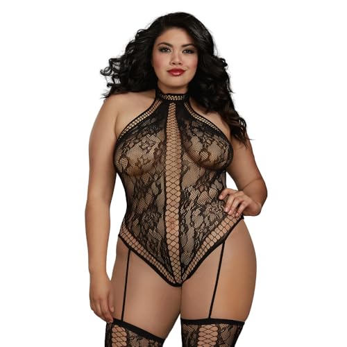 Bodystocking en peluche et dentelle de qualité supérieure noir queen - 2