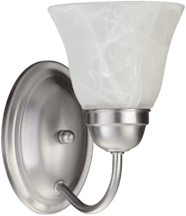 Quorum International 5403-1-65 Bathroom Sconces with Faux Alabaster Shades, Nickel
