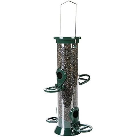 CJ Wildlife E430X C J Wildlife Defender Metal Nyjer Feeder Green 4 Port Small 20cm, Transparent Cover