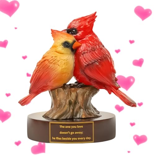 Image of Valentines Birds Figurine - Romantic Resin Realistic Decoration, Love And Serenity Figurine, Intimate Avian Sculpture Couple, Heartwarming Ornament, Memory Eternal Bond