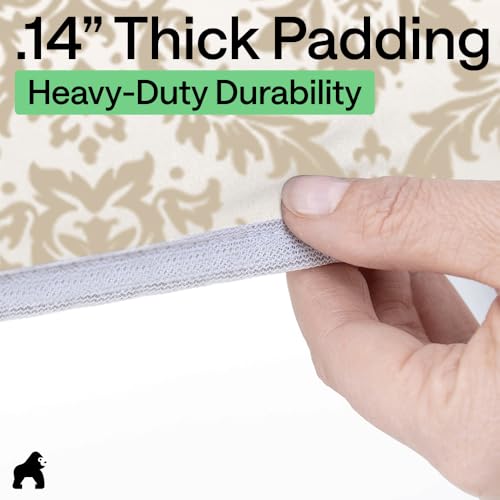 Image of GORILLA GRIP The Original Ironing Board Cover and Pad, Silicone Coating, 400F Scorch Resistant Thick Padding, Heavy Duty Iron Covers Standard Boards, Hook and Loop Fastener Strap, Damask 15x54