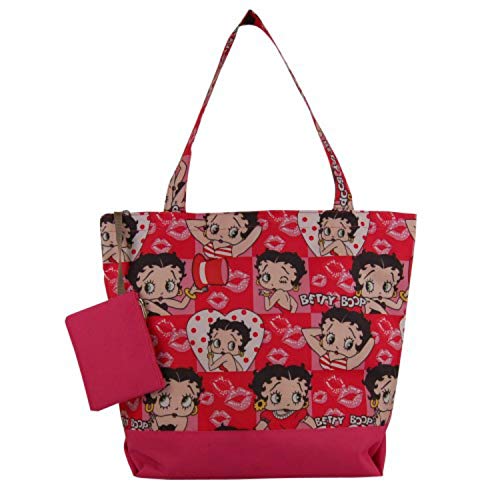Betty Boop Bolsa feminina moderna de ombro ou tiracolo bolsa de fim de semana, Rosa fúcsia, Large