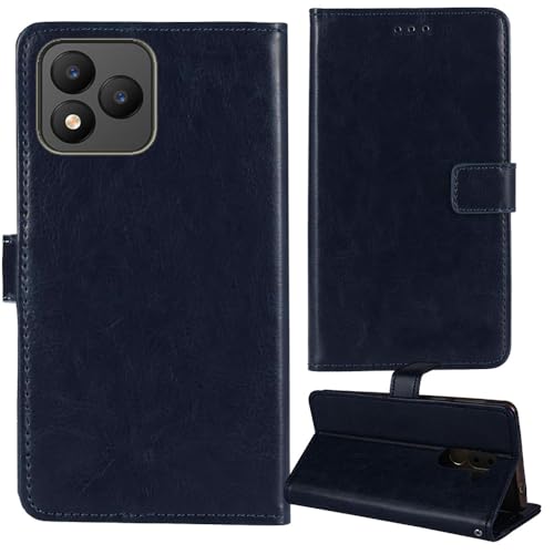 Tnviud Flip Premium Retro Cuir Housse Coque Étui pour Invens Note TK01 6.52" Cas Magnétique Téléphone Couverture Protecteur Cover Case Support (Bleu Fonce)
