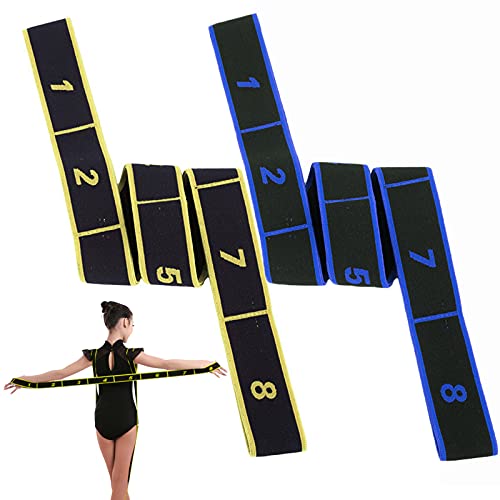 Bucles De Ejercicio Con Banda De Goma Correa De Estiramiento De Yoga Ajustable Cinta De Estiramiento De Yoga Banda De Ejercicio Elástico Ajustable Con 8 Bucles Para Bailar Yoga 2 Piezas Azul Amarillo Cover