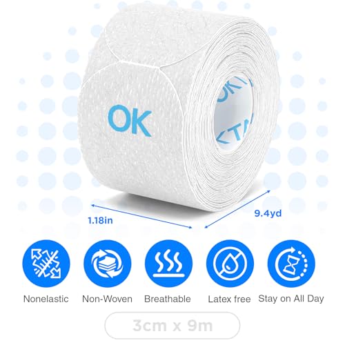 Image of OK TAPE Pre-Cut Blister Bandages for feet | Blister Prevention Tape for Feet, Fingers, Toes | 1.2in x 3.5in,White,100pcs