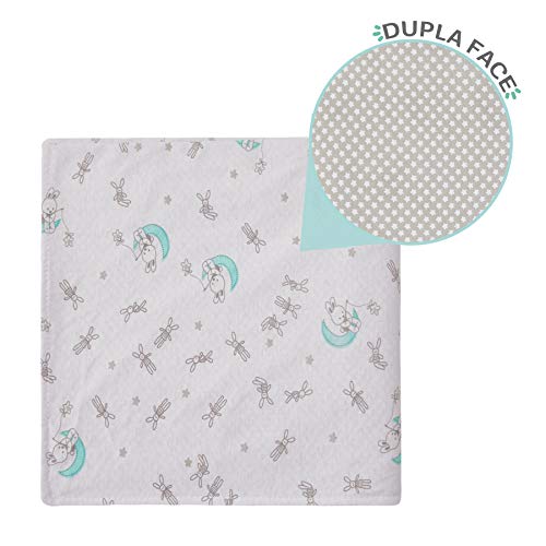 Manta papi malhas dupla face estampada 93cm x 93cm 01 un, Papi Textil, Cinza