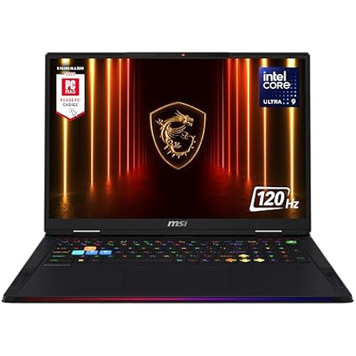 msi Raider 18 HX AI 18” 120Hz UHD+ Gaming Laptop: Intel Core U9-285HX, NVIDIA Geforce RTX 5080, 64GB DDR5, 4TB NVMe SSD, Thunderbolt 5, Wi-Fi 7, Win 11 Home: Black A2XWIG-014US