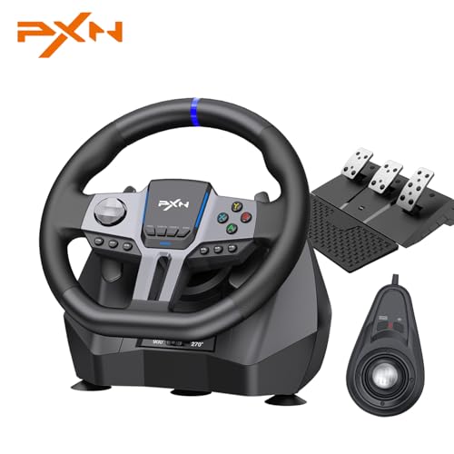 PXN Gaming Steering Wheel - V9 GEN2 Racing Wheel 270/900° Car Simulation with Pedal and Shifter,