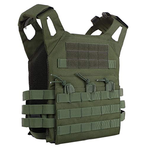BYHai Tactical CS Field Vest Breathable Combat Training Vest Nylon Adjustable for Unisex Adults (Green)